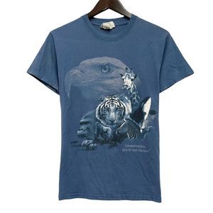 Vtg Busch Gardens SeaWorld Men's Sz Small Slate Blue Animal Graphic T-Shirt‎ euc